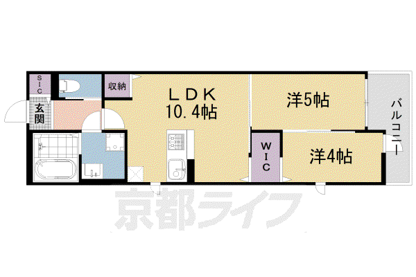 仁王門ビレッジ(2LDK/3階)の間取り写真