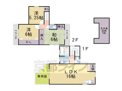 京都市烏丸線 今出川駅 徒歩3分 2階建 築28年(3SLDK)の間取り写真