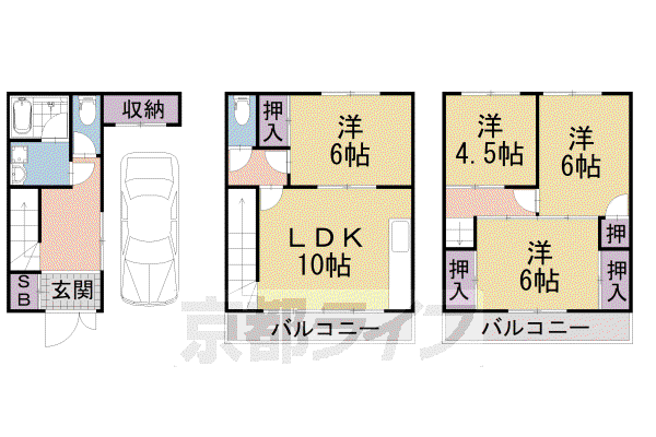 京阪電気鉄道京阪線 石清水八幡宮駅 徒歩1分 2階建 築39年(4LDK)の間取り写真