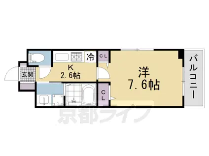 片町線 同志社前駅 徒歩6分 3階建 築1年(1K/3階)の間取り写真