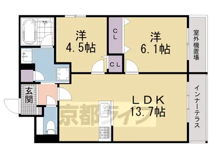 京阪電気鉄道鴨東線 出町柳駅 徒歩2分 3階建 築2年(2LDK/3階)の間取り写真
