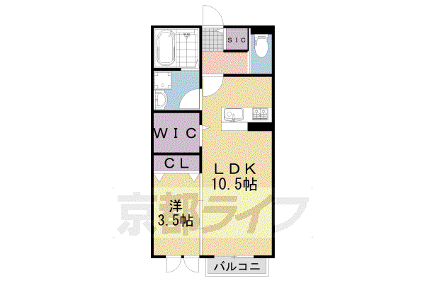 京阪電気鉄道京阪線 丹波橋駅 徒歩9分 2階建 築2年(1LDK/2階)の間取り写真