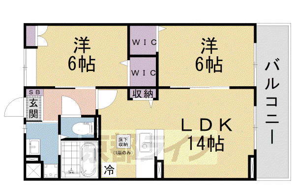 京都市東西線 醍醐駅(京都) 徒歩10分 3階建 築2年(2LDK/3階)の間取り写真