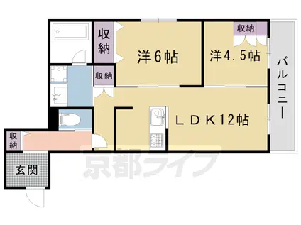 グランエストⅡ(2LDK/1階)の間取り写真