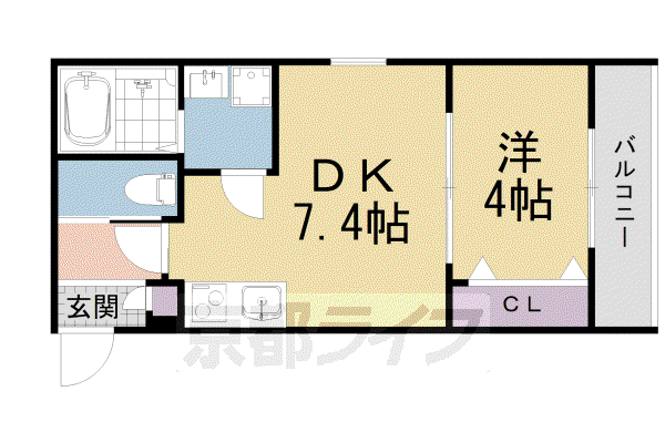京阪電気鉄道鴨東線 出町柳駅 徒歩20分 5階建 築2年(1DK/2階)の間取り写真