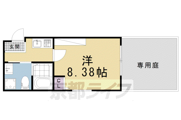 京都市烏丸線 北山駅(京都) 徒歩9分 4階建 築2年(1K/1階)の間取り写真