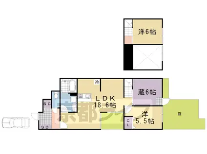 阪急電鉄京都線 桂駅 徒歩6分 1階建 築2年(2SLDK)の間取り写真