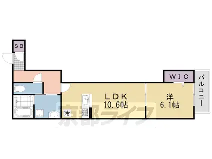 京阪電気鉄道京阪線 丹波橋駅 徒歩3分 3階建 築2年(1LDK/1階)の間取り写真
