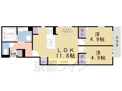 グランディールA&NII(2LDK/1階)の間取り写真