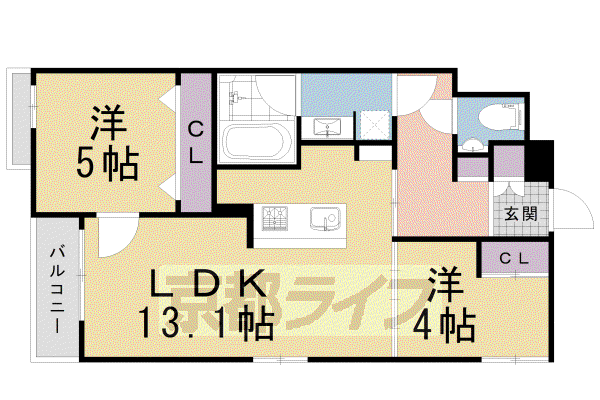 京阪電気鉄道鴨東線 出町柳駅 徒歩6分 3階建 築2年(2LDK/1階)の間取り写真