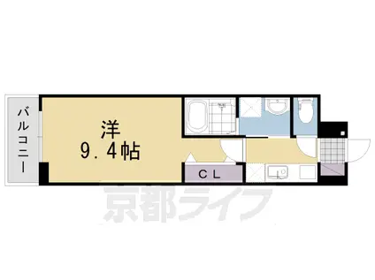 東海道本線 向日町駅 徒歩14分 3階建 築2年(1K/3階)の間取り写真