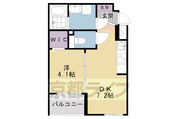 近鉄京都線 東寺駅 徒歩5分 5階建 築2年(1DK/2階)の間取り写真