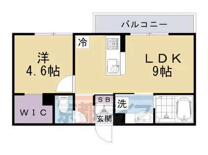 京都市烏丸線 北大路駅 徒歩27分 3階建 築2年(1LDK/2階)の間取り写真