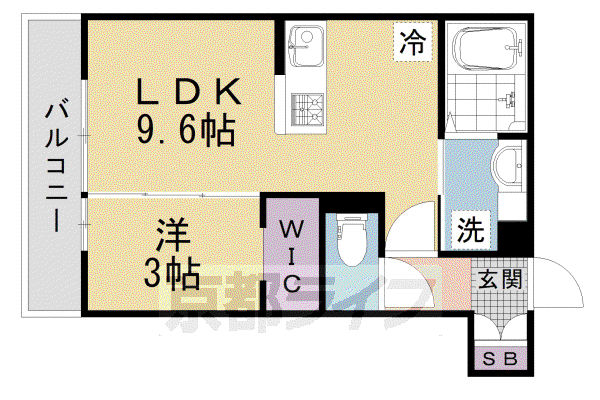 京都市烏丸線 北大路駅 徒歩27分 3階建 築2年(1LDK/3階)の間取り写真