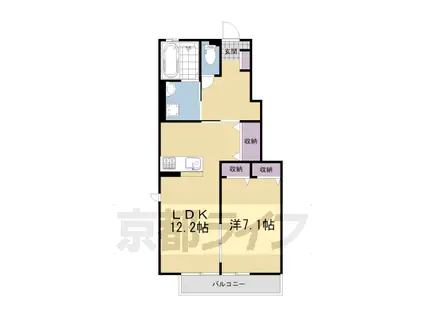 奈良線 ＪＲ小倉駅 徒歩8分 2階建 築2年(1LDK/1階)の間取り写真