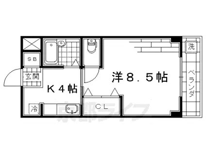 京阪電気鉄道京阪線 龍谷大前深草駅 徒歩3分 4階建 築45年(1K/4階)の間取り写真