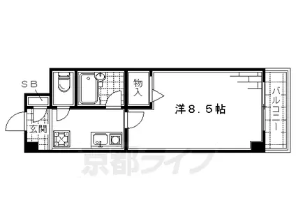 リバース桐山(1K/4階)の間取り写真