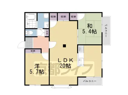 京阪電気鉄道京阪線 淀駅 徒歩10分 2階建 築33年(2LDK/2階)の間取り写真