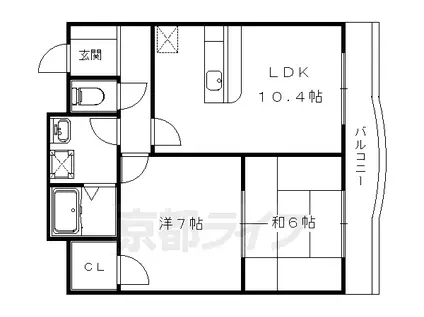 京阪電気鉄道京阪線 丹波橋駅 徒歩11分 5階建 築31年(2LDK/1階)の間取り写真