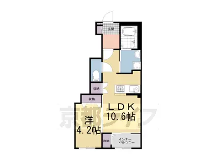 近鉄京都線 伊勢田駅 徒歩34分 2階建 築2年(1LDK/1階)の間取り写真