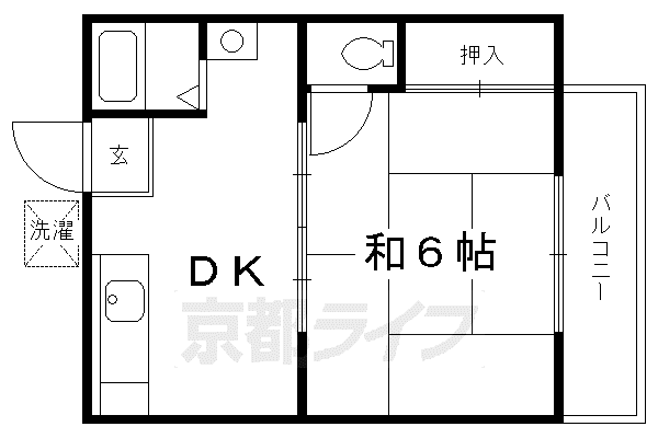 京阪電気鉄道宇治線 六地蔵駅(京阪) 徒歩8分 4階建 築52年(1DK/3階)の間取り写真