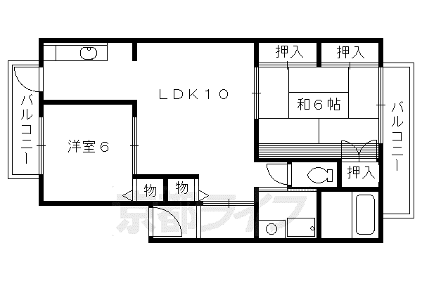 星野桃山マンション(2LDK/2階)の間取り写真