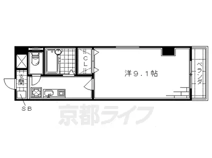 京阪電気鉄道京阪線 中書島駅 徒歩7分 5階建 築29年(1K/1階)の間取り写真
