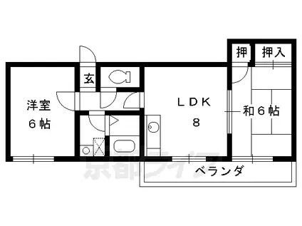 近鉄京都線 近鉄丹波橋駅 徒歩6分 2階建 築31年(2LDK/1階)の間取り写真