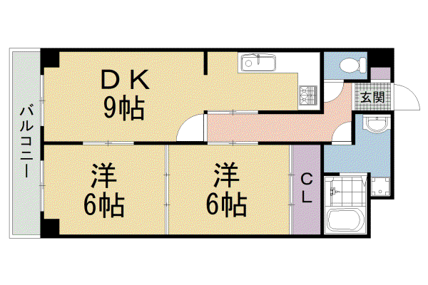 エミネンス善(2LDK/4階)の間取り写真