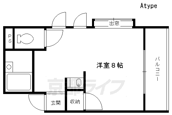 京阪電気鉄道京阪線 墨染駅 徒歩1分 3階建 築38年(ワンルーム/3階)の間取り写真