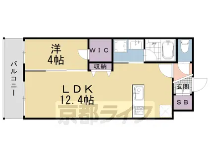 阪急電鉄京都線 大宮駅(京都) 徒歩5分 4階建 築2年(1LDK/4階)の間取り写真