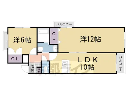 近鉄京都線 伏見駅(京都) 徒歩2分 4階建 築42年(2LDK/4階)の間取り写真