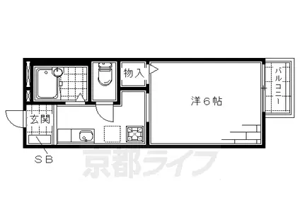 京阪電気鉄道京阪線 淀駅 徒歩1分 2階建 築27年(1K/2階)の間取り写真