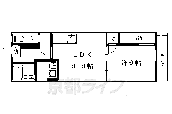 京阪電気鉄道京阪線 墨染駅 徒歩7分 3階建 築46年(1LDK/3階)の間取り写真
