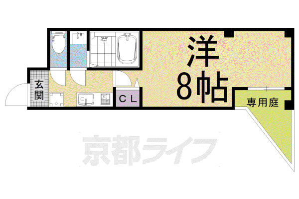 GROOVE京都五番町(1K/1階)の間取り写真