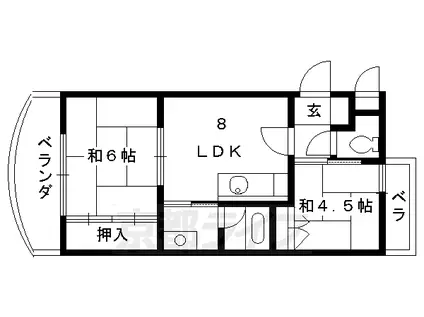 近鉄京都線 伏見駅(京都) 徒歩2分 3階建 築36年(2LDK/3階)の間取り写真