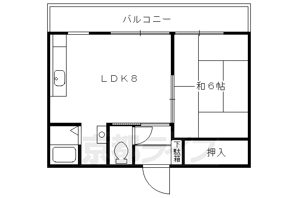 京阪電気鉄道京阪線 龍谷大前深草駅 徒歩2分 3階建 築42年(1LDK/1階)の間取り写真