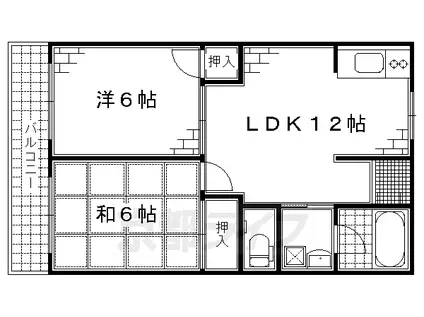 京阪電気鉄道京阪線 丹波橋駅 徒歩5分 4階建 築49年(2LDK/3階)の間取り写真