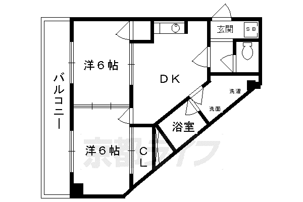 伏見ガーデンヒルズ(2DK/3階)の間取り写真