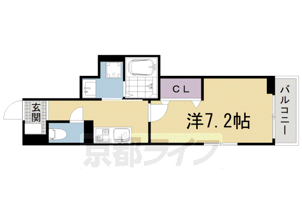 叡山電鉄 元田中駅 徒歩5分 2階建 築2年(1K/1階)の間取り写真