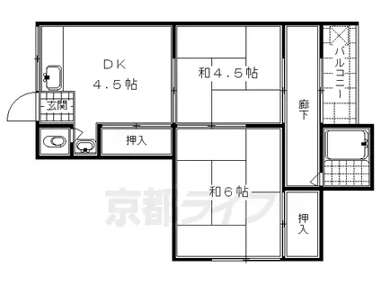 シャトー宝倉(2DK/2階)の間取り写真