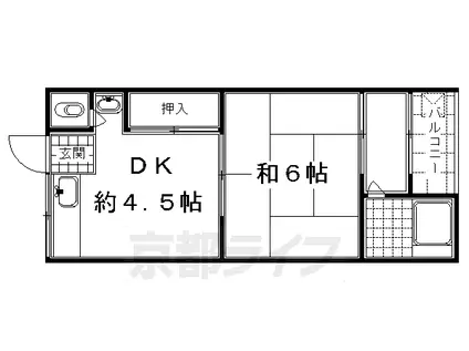 京阪電気鉄道京阪線 七条駅 徒歩10分 4階建 築56年(1DK/3階)の間取り写真