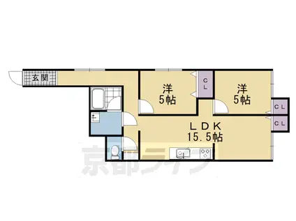 京阪電気鉄道京阪線 丹波橋駅 徒歩7分 2階建 築29年(2LDK/1階)の間取り写真