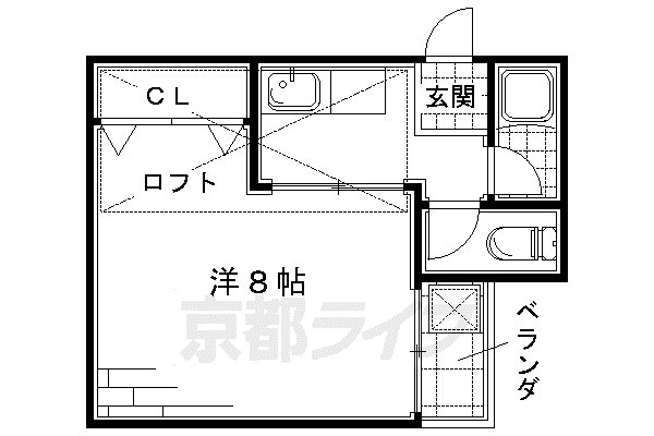 京阪電気鉄道京阪線 丹波橋駅 徒歩7分 2階建 築29年(1K/2階)の間取り写真