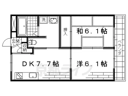 陵南ハイツ(2DK/3階)の間取り写真