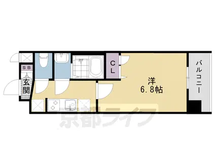 東海道本線 西大路駅 徒歩7分 7階建 築2年(1K/4階)の間取り写真