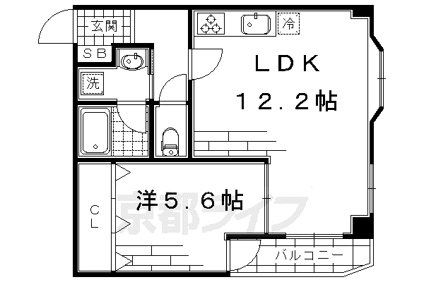 奈良線 ＪＲ藤森駅 徒歩15分 4階建 築37年(1LDK/3階)の間取り写真