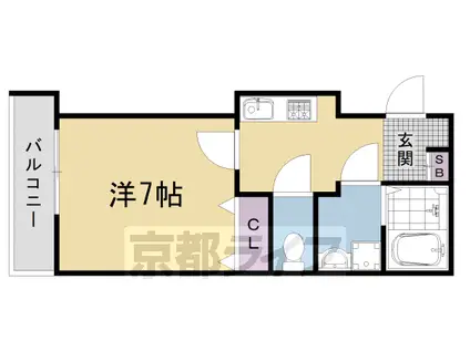 山陰本線 花園駅(京都) 徒歩4分 3階建 築1年(1K/1階)の間取り写真