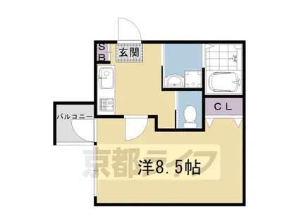 山陰本線 花園駅(京都) 徒歩4分 3階建 築1年(1K/2階)の間取り写真