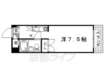 近鉄京都線 竹田駅(京都) 徒歩7分 4階建 築32年(1K/2階)の間取り写真